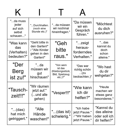 Team-Aussagen Bingo Card