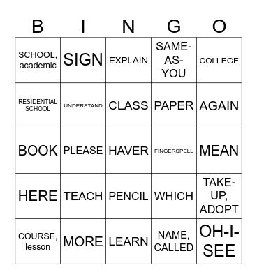 Unit 2 Bingo Card