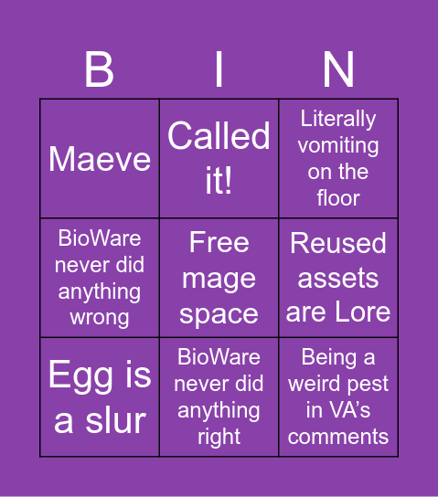 Egg bingo Card