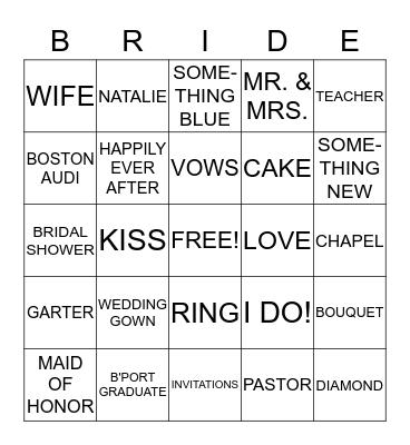 NATALIE & TARYN Bingo Card