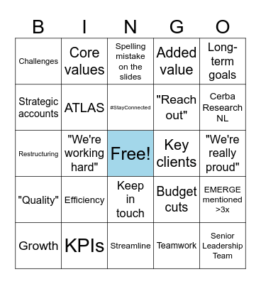 September Townhall Bingo Card