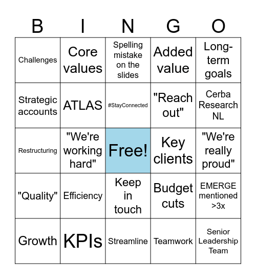 September Townhall Bingo Card