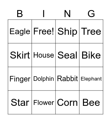 Sonidos (vocabulario) Bingo Card