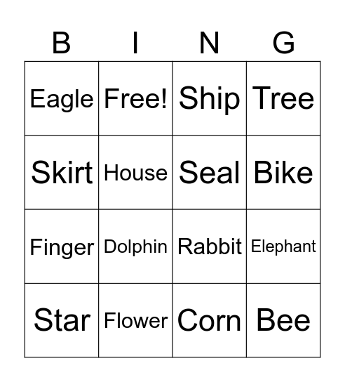 Sonidos (vocabulario) Bingo Card