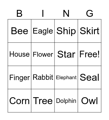 Sonidos (vocabulario) Bingo Card