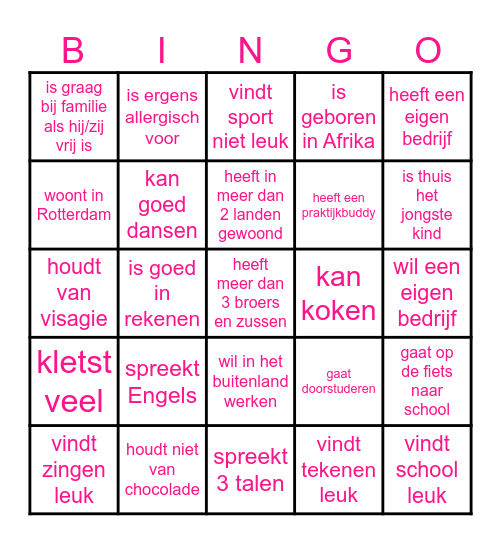 Zoek in de klas! Wie...???? Bingo Card