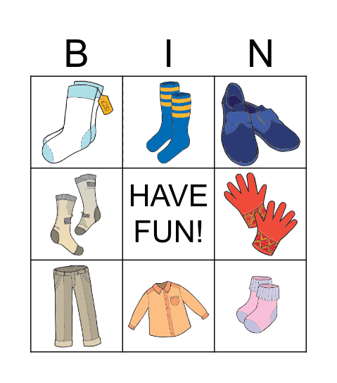 I'M WEARING... Bingo Card