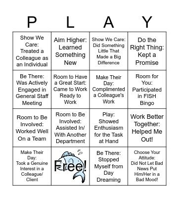 IHG FISH Philosophy Bingo Card