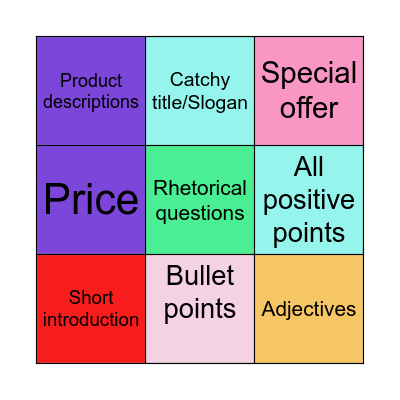 What is our English topic? Bingo Card