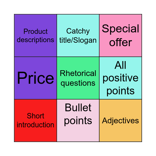 What is our English topic? Bingo Card