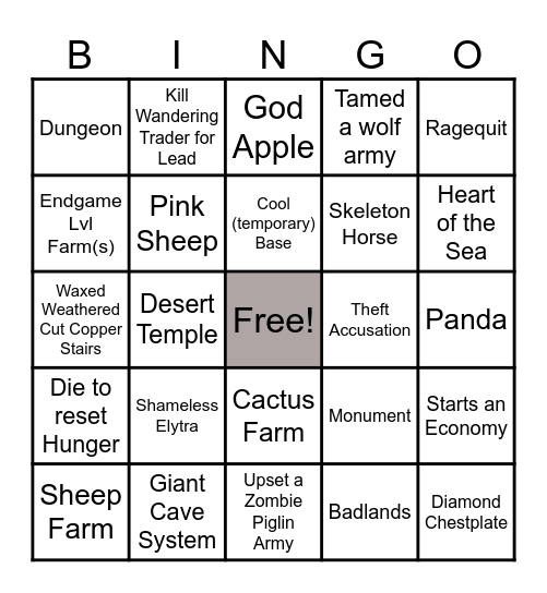 S4 Bingo Card