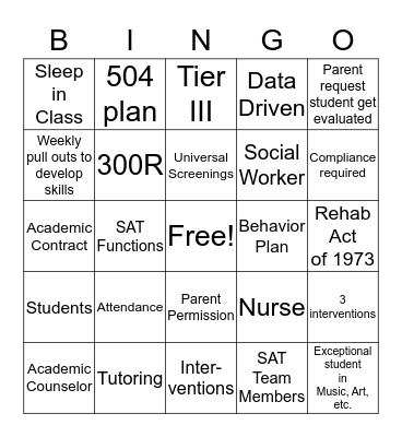 504/SAT Bingo Card