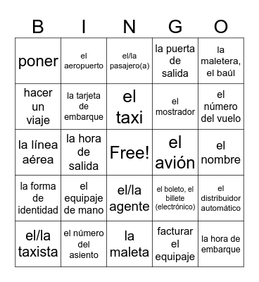 En avión Bingo Card