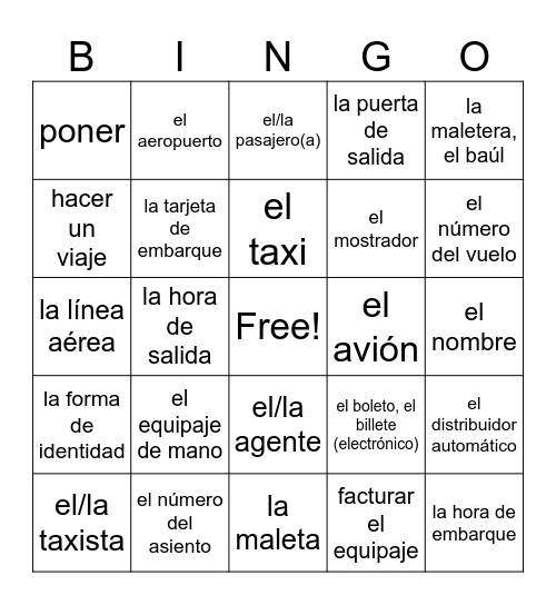 En avión Bingo Card