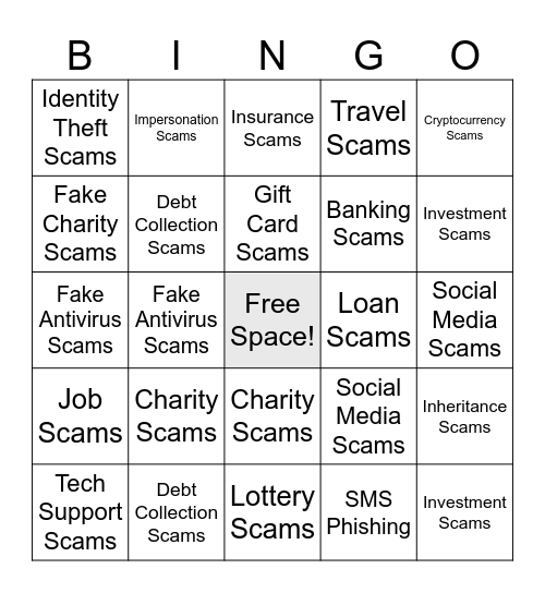 Scam Bingo Card