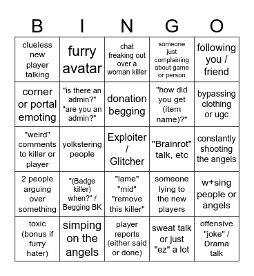Midnight Horrors Players Bingo Card