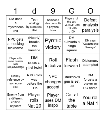 1d9 IRL Bingo Card