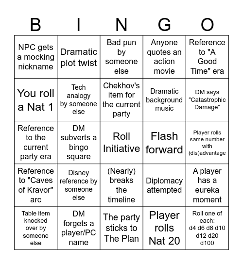 1d9 IRL Bingo Card