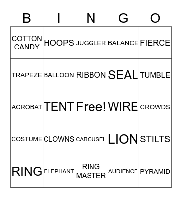 CIRCUS BINGO Card