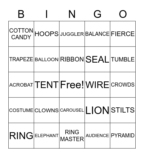 CIRCUS BINGO Card