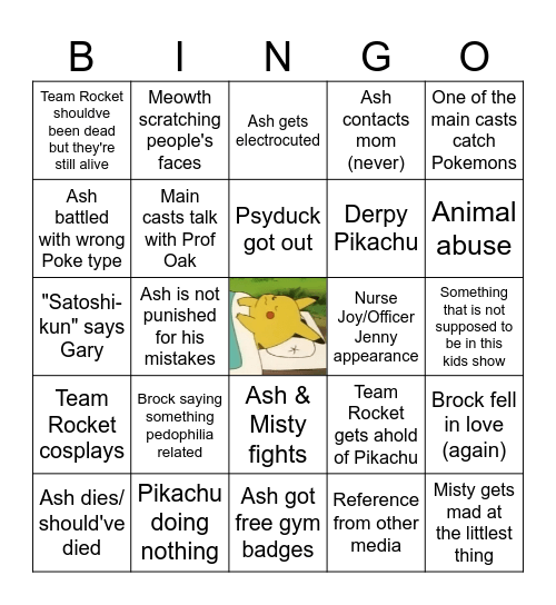 Pokemon JP Season 1 Bingo Card