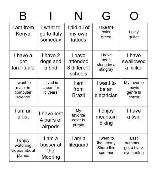BINGO Card