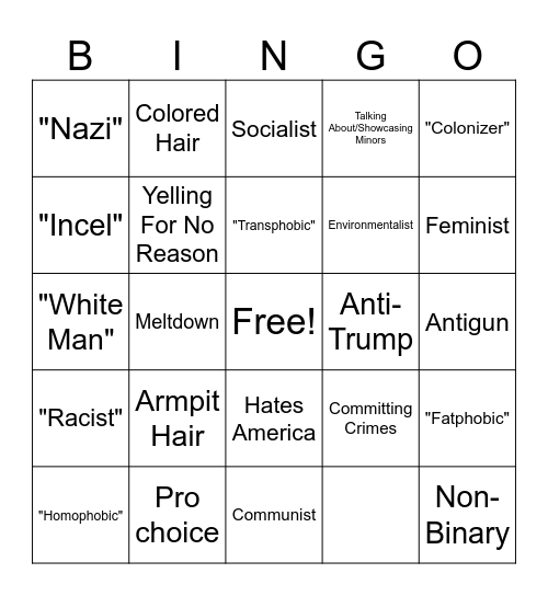 Woke Bingo Card
