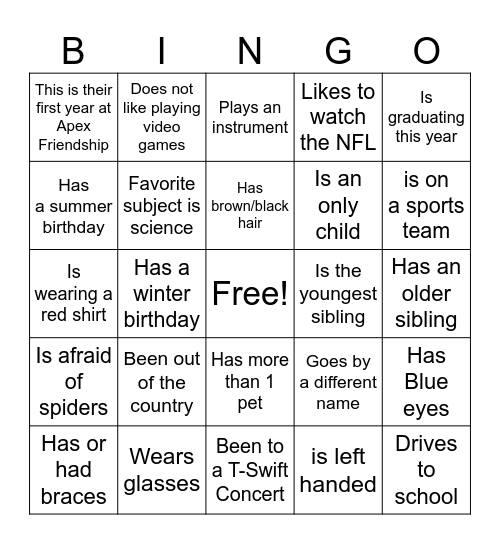 END OF YEAR BINGO Card