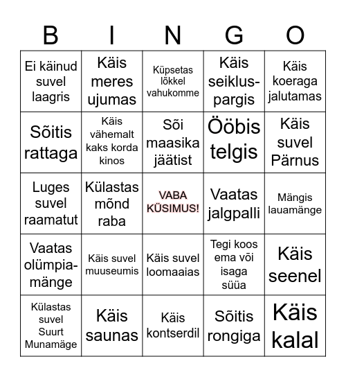 Kljuhtund Bingo Card