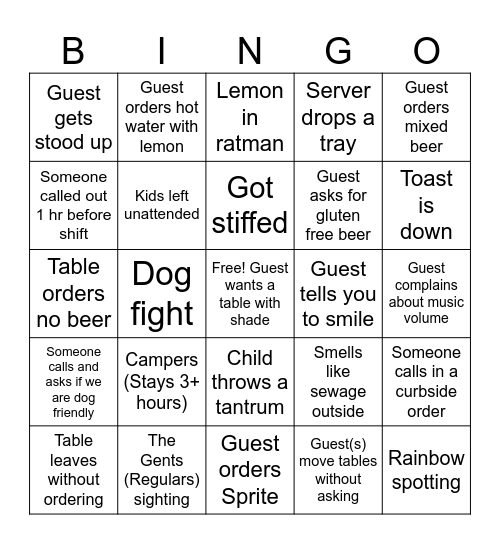 Avery Bingo Card