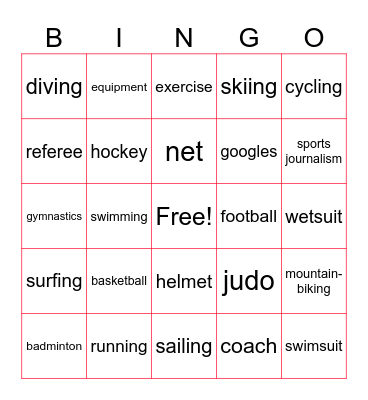 Sports - U7 Bingo Card