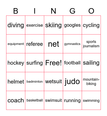Sports - U7 Bingo Card