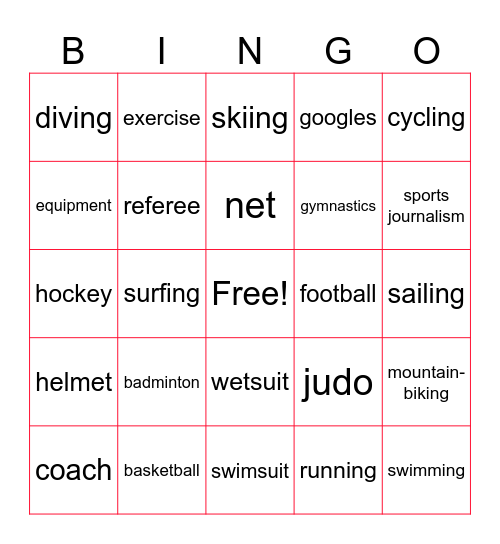 Sports - U7 Bingo Card