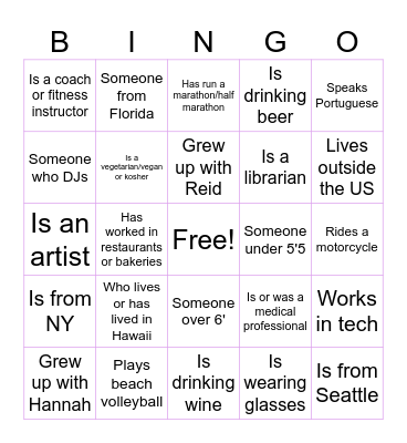 Wedding Guest Bingo! Bingo Card