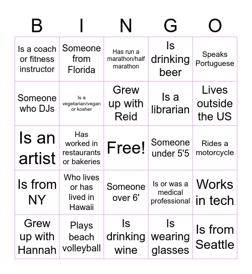 Wedding Guest Bingo! Bingo Card