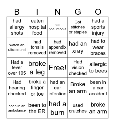 Medical BINGO Card