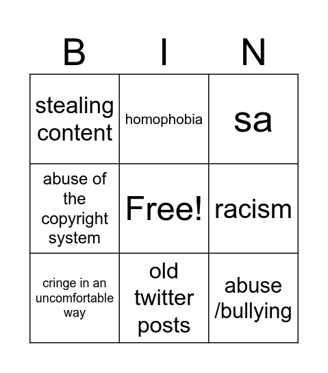 why are they cancelled Bingo Card