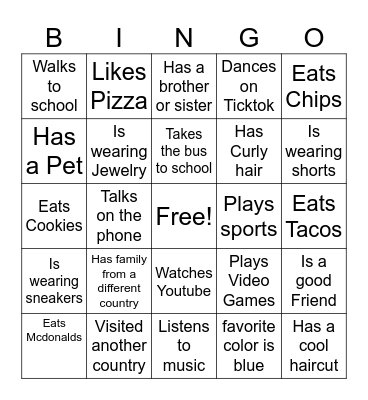 Find Someone Who Bingo Card