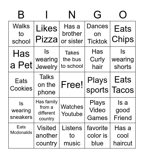 Find Someone Who Bingo Card