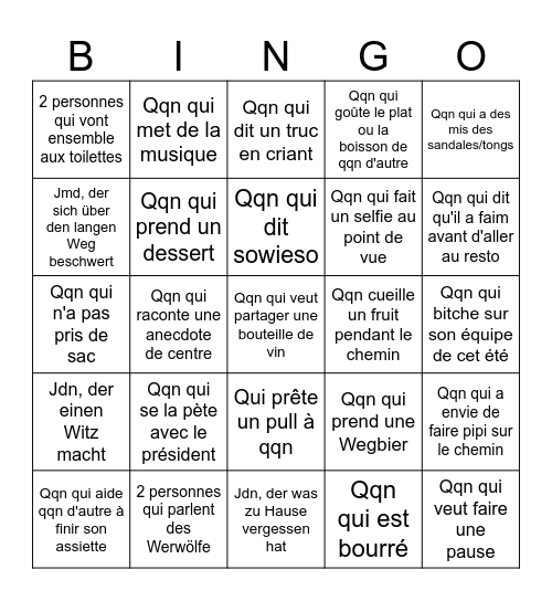 Je vois ou j'entends... Bingo Card