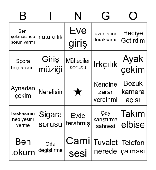 TESTO TAYLAN EV ZİYARETİ Bingo Card