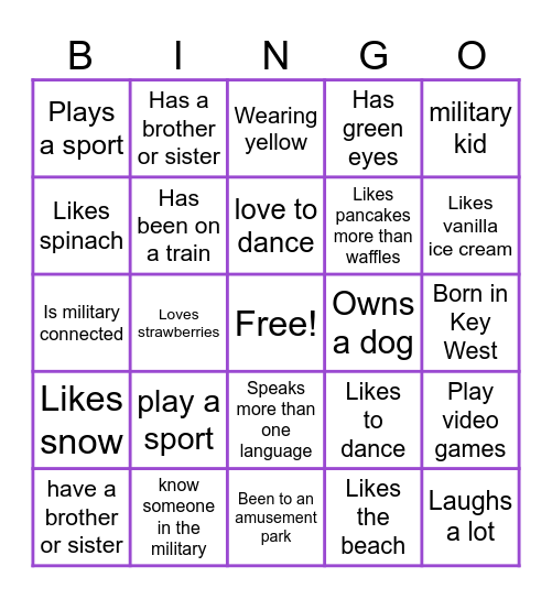 Connection Bingo Card