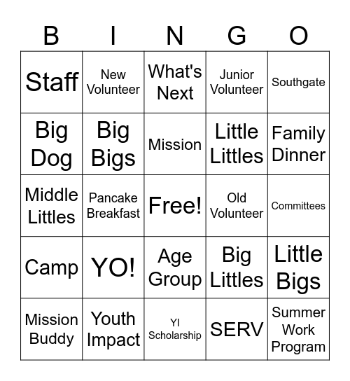 YI Lingo Bingo Card