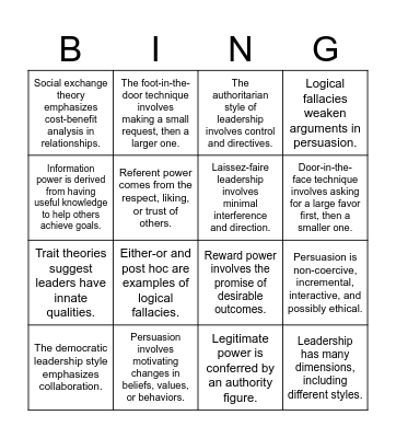 Team D Bingo Card