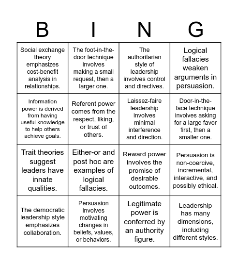 Team D Bingo Card