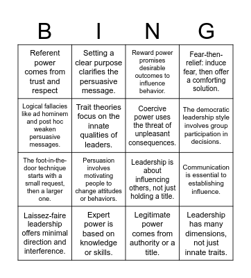 Team E Bingo Card