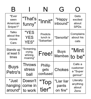 Phillip BINGO Card