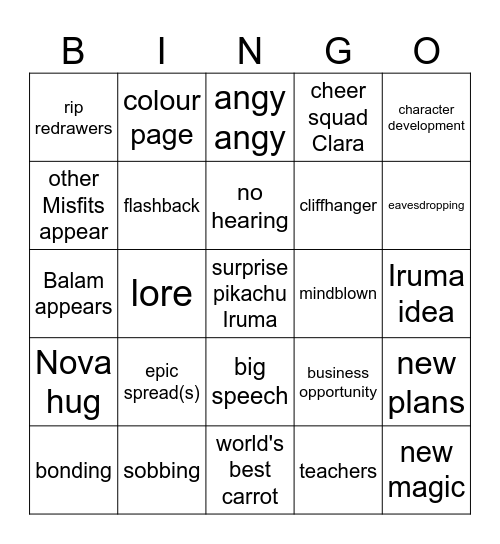 Carroty Bingo Card