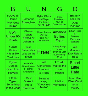 THICC & QUICC Fantasy Bungo Bingo Card