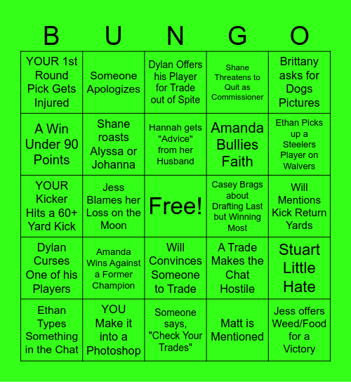 THICC & QUICC Fantasy Bungo Bingo Card